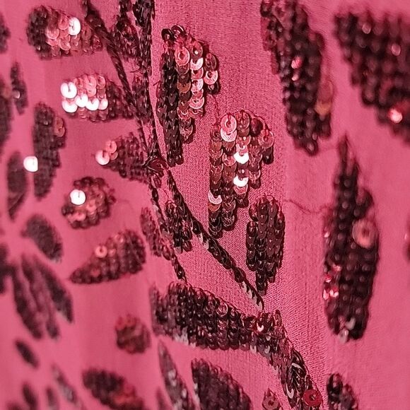 Aidan Mattox Full-length Sequin Merlot Floral-Print Gown Size 6 - Picture 12 of 12